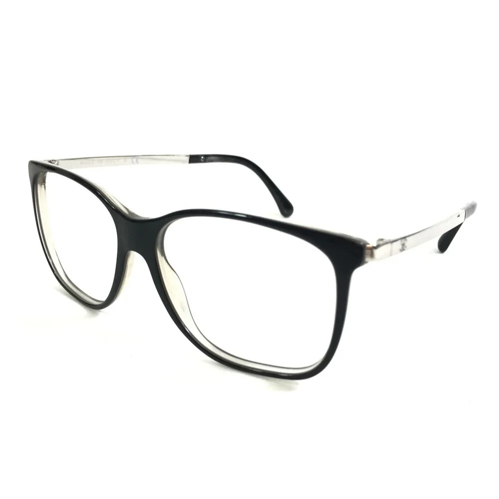Chanel Eyeglasses Frames 3366 c.1607 Black Gray Silver Square Full Rim 54-14-140